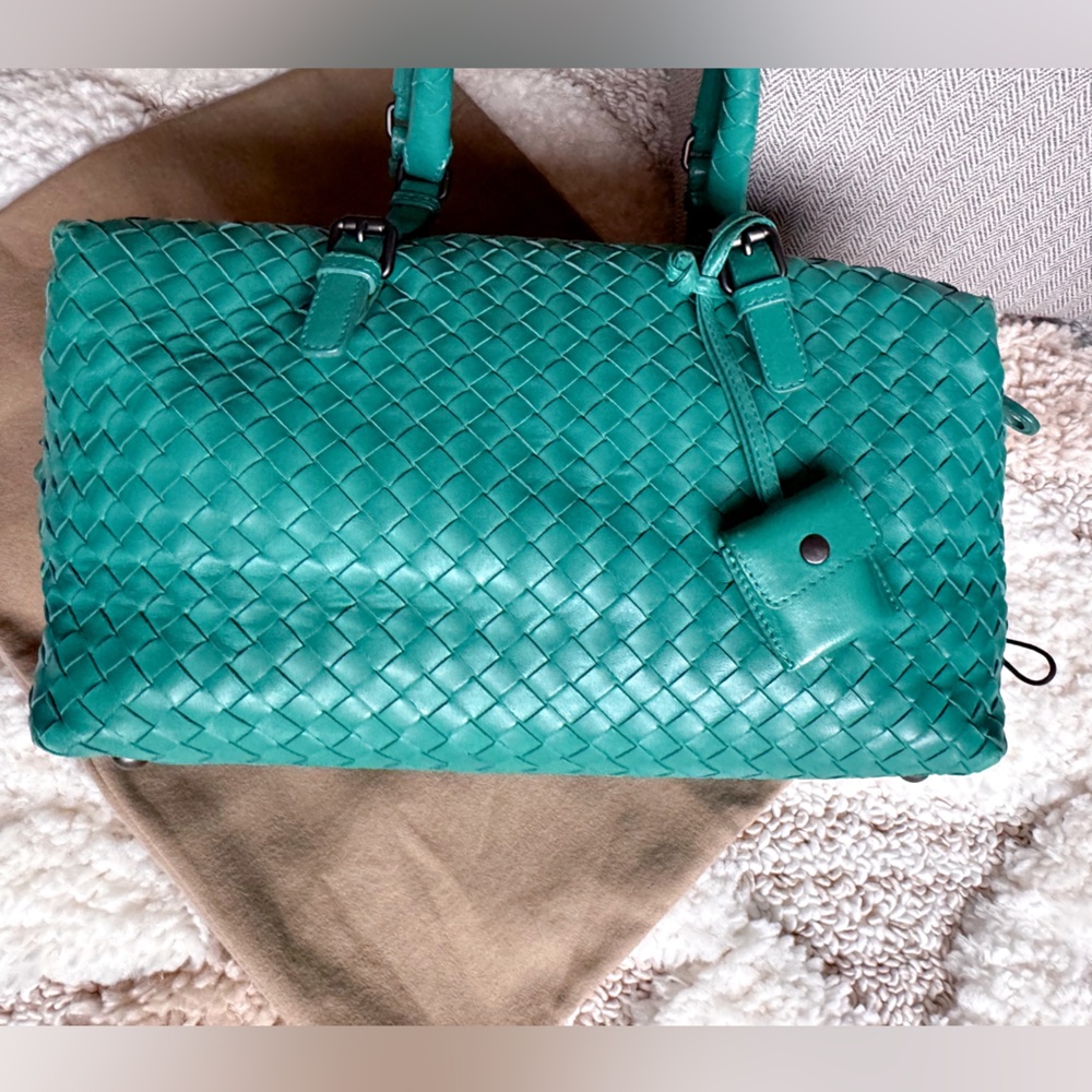 SOLD🎄Bottega Veneta montaigne teal green intrecciato satchel shoulder bag - Picture 9 of 15